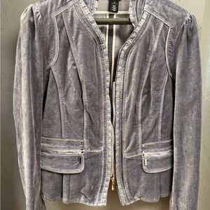 White House Black Market Gray Blazer with Luxurious Velvet Finish